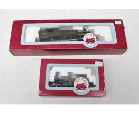 DAPOL PRODUCTS OO GAUGE LOCOMOTIVES including; D22 Prairie No.6110, 2-6-2 GW green livery, in ovb and Terrier D72 tanker engi