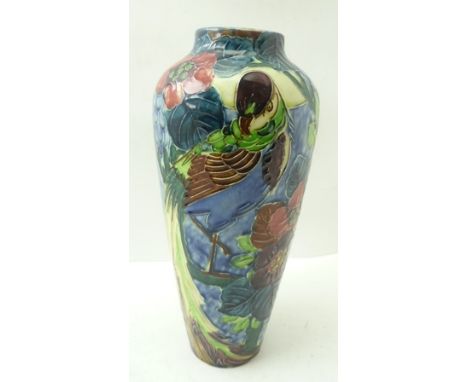 A RONALD DEAN POTTERY VASE, for Thomas Forester &amp; Sons Ltd, floral design, tube lined and painted in the Art Nouveau styl