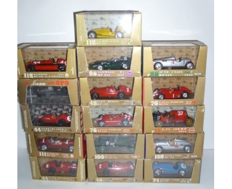 A COLLECTION OF SIXTEEN ORIGINAL VINTAGE 1:43 SCALE BRUMM "SERIE ORO" DIECAST GRAND PRIX MODEL CARS to include; Ferrari, Vanw