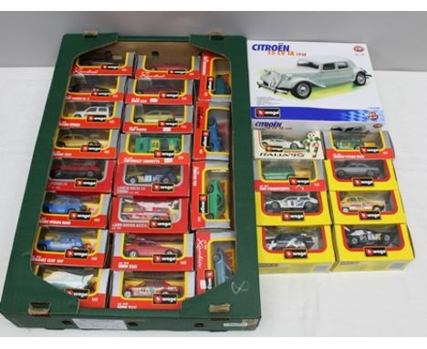 BURAGO 1:24 SCALE CITROEN 15CVTA 1938 METAL KIT in OVB, together with twenty eight Burago 1:43 scale diecast model vehicles, 