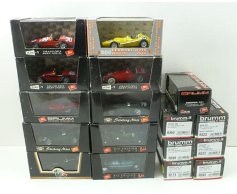 A COLLECTION OF SEVENTEEN ORIGINAL VINTAGE 1:43 SCALE BRUMM "SERIE ORO" DIECAST GRAND PRIX MODEL CARS to include; Ferrari, Co