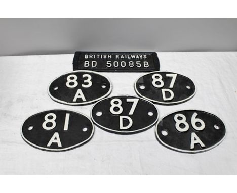 A RECTANGULAR CAST METAL PLAQUE bearing British Railway BD50085B, believed to have been removed from an item of scrap rolling