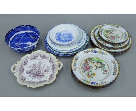 A quantity of Victorian plates, etc, including Copeland Spode. 