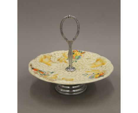 A Clarice Cliff Celtic Harvest pattern cake stand. 20 cm high.