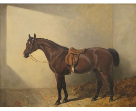 J F HERRING SNR (1795-1865) British, Portrait of a Horse in Stable Interior, ''Bobby'', oil on panel, signed and dated 1846, 