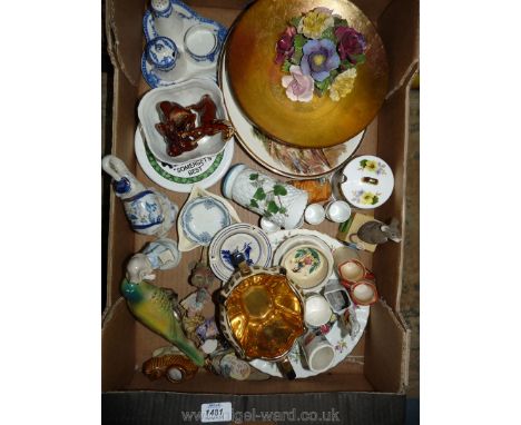 A quantity of china to include a Royal Worcester 'Roanoke' plate, Delft ashtray, Denton china, etc.