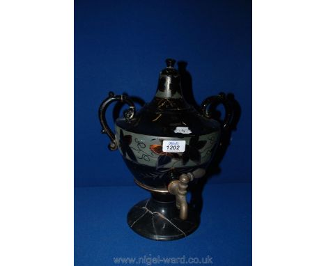 A vintage ceramic Samovar type vessel with brass tap, a/f.
