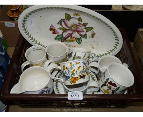A Portmeirion ''Botanic Garden'' oval serving dish, sauce jug, six cups and two saucers, etc.