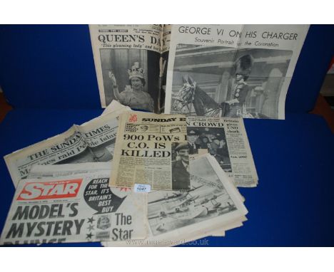 A quantity of vintage newspapers and cuttings including a complete first edition of the Daily Star dated Thursday 2nd Novembe