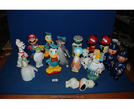 A quantity of foam bath Bottles including Zebedee from the magic Roundabout, Noddy, Dalmations, etc.