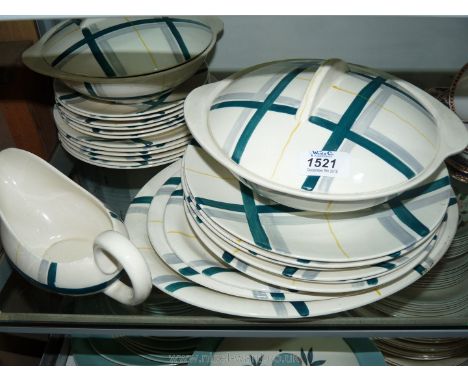A quantity of J&amp;G Meakin Studio ware china to include a trio of meat plates, six dinner plates, a sauce boat, two vegetab
