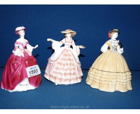 Three Royal Worcester limited edition Victorian fashionable ladies.