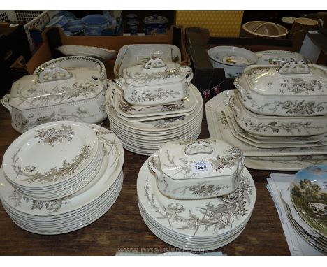 A part Dinner service in 'Poppy' design by Burgess and Leigh, Burslem including lidded soup tureen and saucer, two vegetable 