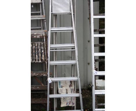A SET OF ALUMINIUM EXTENSION LADDER, 410cm long and a set of aluminium step ladders 215cm long (2)