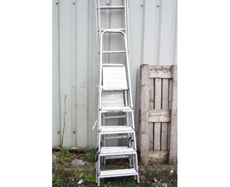 AN ALUMINIUM LADDER, and two step ladders (3) 