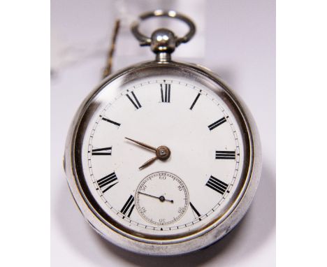 Hallmarked Chester silver key wind open faced pocket watch with reversing pinion and key, movement maker J.P.Roberts, Northwi