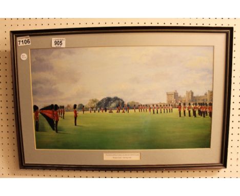Print depicting Presentation of New Colours to 1st Battalion Welsh Guards at Windsor Castle