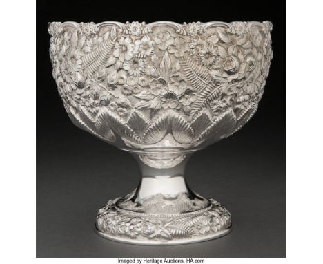 A James R. Armiger Co. Silver Chased Repoussé Footed Bowl, Baltimore, Maryland, circa 1910Marks: STERLING, JAS R. ARMIGER CO.