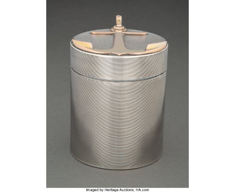 A Ravinet d'Enfert Partial Gilt Silver Cigarette Box Retailed by Hermès, Paris, mid-20th centuryMarks: HERMES, (Minerva's hea