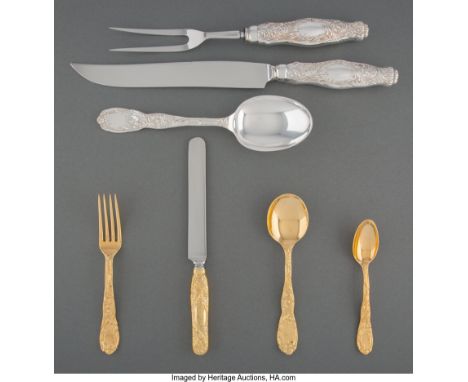 A Sixty-Three-Piece Tiffany &amp; Co.&nbsp;Chrysanthemum&nbsp;Pattern Partial Gilt Silver Flatware Service for Twelve, New Yo
