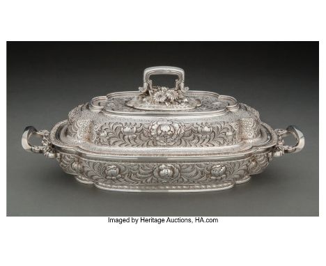A Tiffany &amp; Co. Silver Chased Repoussé Covered Vegetable Tureen in the Chinese Chippendale Taste, New York, circa 1880Mar