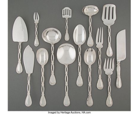 A Group of Eighteen Puiforcat&nbsp;Royal&nbsp;Pattern Silver Flatware Serving Pieces, Paris, designed 1775Marks: PUIFORCAT, F