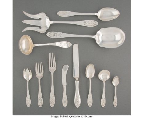 A Ninety-Six-Piece Shreve &amp; Co. Silver Flatware Partial Service for Twelve, San Francisco, California, early 20th century