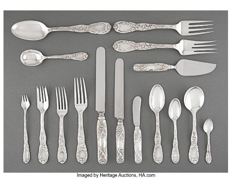 A One Hundred Twenty Two-Piece Tiffany &amp; Co.&nbsp;Chrysanthemum&nbsp;Pattern Silver Flatware Service for Twelve, New York