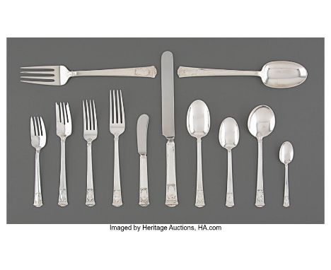 A One Hundred and Thirty Piece Tiffany &amp; Co.&nbsp;San Lorenzo&nbsp;Pattern Silver Flatware Service for Twelve, New York, 