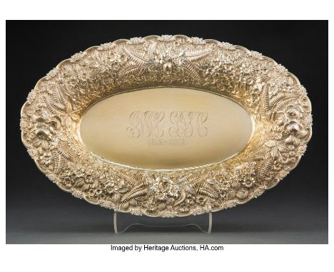 A James R. Armiger Co. Gilt Silver Chased Repoussé Oval Server, Baltimore, Maryland, circa 1900Marks: STERLING, JAS R. ARMIGE