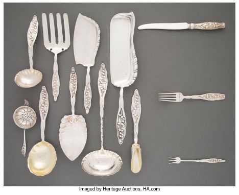 A Thirty-Five Piece Whiting Mfg. Co.&nbsp;Lily of the Valley&nbsp;Pattern Silver Partial Flatware Service, Providence, Rhode 