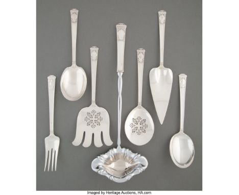 A Group of Seven Tiffany &amp; Co.&nbsp;San Lorenzo&nbsp;Pattern Silver Flatware Serving Pieces, New York , designed 1916Mark