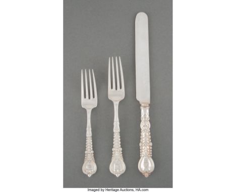 A Thirty-Six Piece Tiffany &amp; Co.&nbsp;Florentine&nbsp;Pattern Silver Flatware Service for Twelve, New York, designed 1900