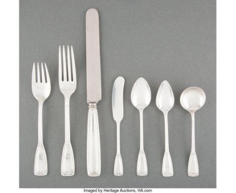 A Seventy-Piece Tiffany &amp; Co.&nbsp;St. Dunstan&nbsp;Pattern Silver Partial Flatware Service for Twelve, New York, designe
