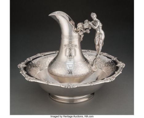 A Large Jean Lucien Ferry Silver Ewer and Basin,&nbsp;Paris, circa 1900Marks: (Minerva's head), (star-FERRY-wheel)5-3/8 x 17-