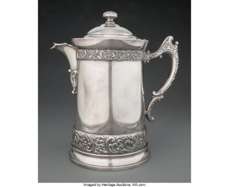 A Meriden Britannia Co. Silver-Plated Covered Cold Drink Ewer, Meriden, Connecticut, mid-19th century Marks: MADE AND GUARANT