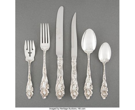 A Forty-Seven Piece Reed &amp; Barton&nbsp;Love Disarmed&nbsp;Pattern Silver Flatware Partial Service for Eight, Taunton, Mas