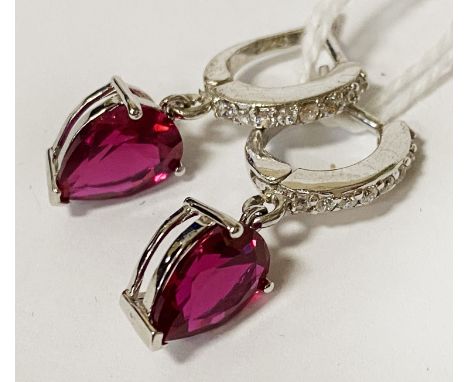 RUBY &amp; TOPAZ LEVER BACK EARRINGS