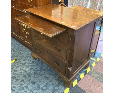 GEORGE 111 MAHOGANY BACHELORS CHEST ON BRACKET FEET - 95CM H 96CMW
