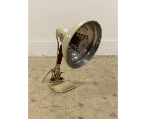 A mid century cream enamelled heat lamp by Pifco. H35cm.