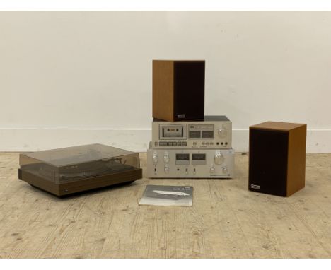 Audio separates to include: A Dual CS 506 vinyl turntable, a pair of Keesonic Kub bookcase speakers, a Pioneer CT-F500 stereo