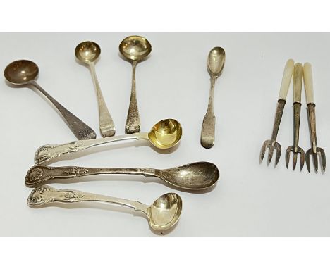 A group of silver caddy/condiment spoons, mainly Edinburgh hallmarked, including Millidge &amp; Son, Adam Moss &amp; Co(?), R