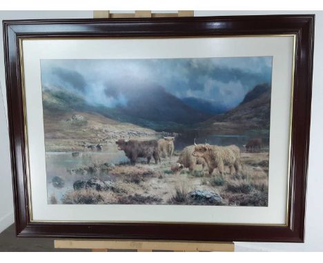 FRAMED PRINT, cattlemounted, framed and under glass74cm x 100cm overall 