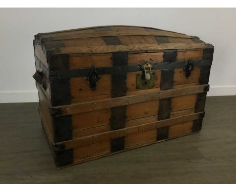 DOME TOP TRUNK, metal bound87cm wide