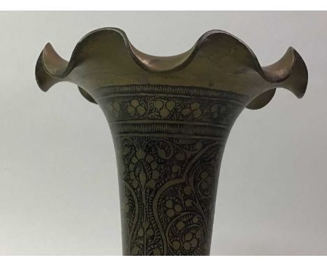 GROUP OF BRASS/METALWARE, including a bowl on raised tripod feet, ash tray, vases and a figural pin dish