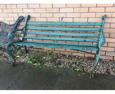 GARDEN BENCH, WITH CAST IRON ENDS with wooden slats130cm wide