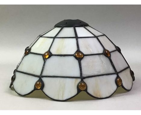 TIFFANY STYLE LAMP SHADE, leaded, in a white colourway14cm high