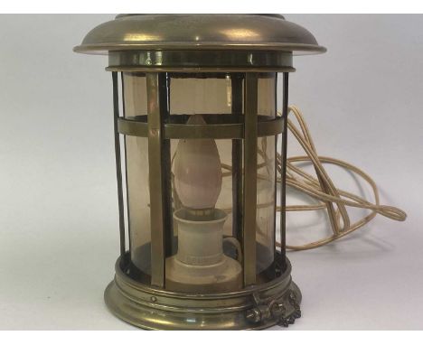 BRASS HALL LANTERN, of cylindrical form35cm high