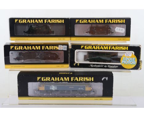 Five Graham Farish N gauge locomotives, 371-954A class 94XX 0-6-0 Pannier tank, 372-212A class 3F 0-6-0 Jinty, 372-626 Ivatt 