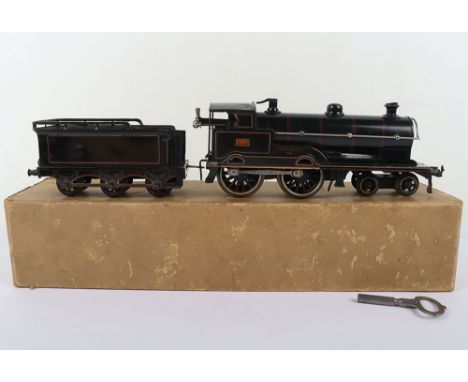 Bing for Bassett-Lowke 0 gauge clockwork 4-4-0 George the Fifth locomotive and tender, engine no 2663 and six wheel tender, b